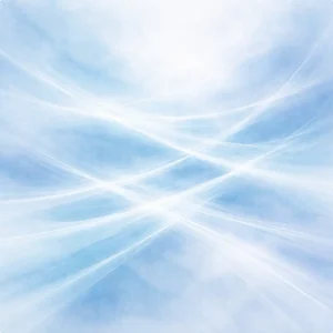 Soft cyan field with intersecting translucent airflow paths crossing diagonally and horizontally, forming a calm cosmic transit layer of movement and exchange.